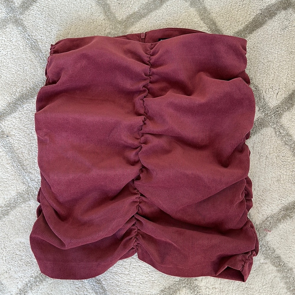 Zara burgundy maroon pink red color right cinched skirt